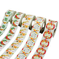 Adhesive label sticker roll with colorful fruit and vegetables theme circular labels