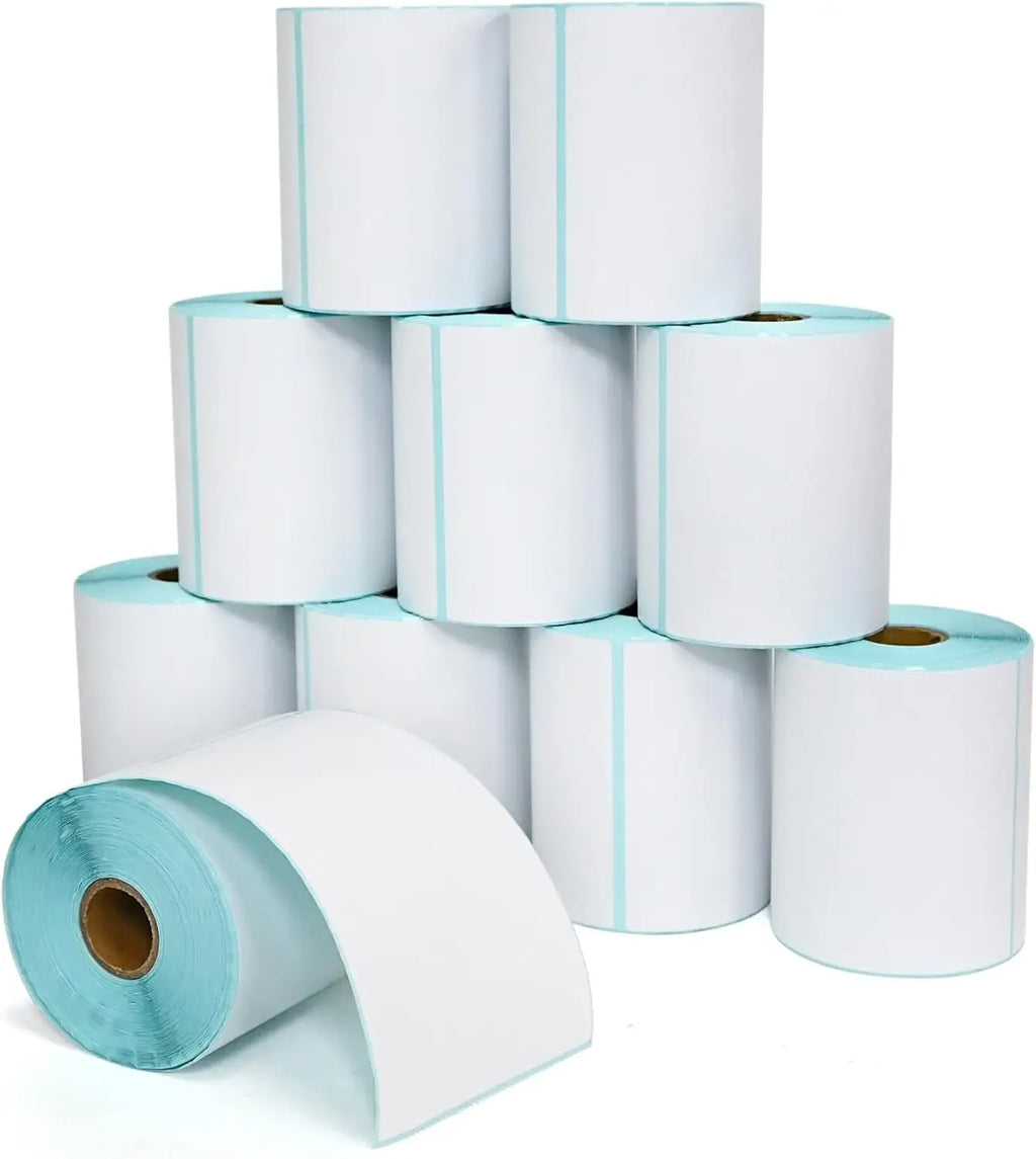 LTLL 4x6 thermal shipping label rolls, white sheets on teal cores