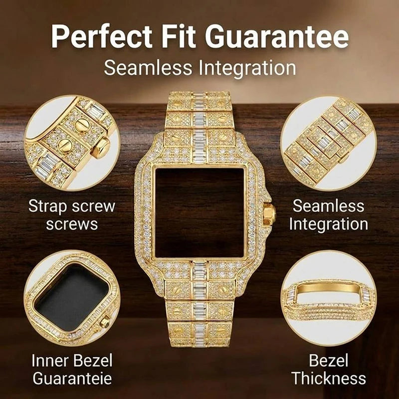Custom logo Sapphire Crystal Luxury Moissanite Watch Waterproof Dial Stainless Steel Automatic Mechanical Diamond Watch Case