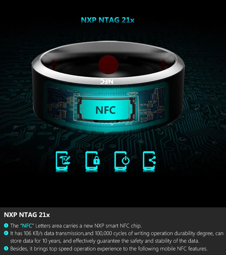 NFC RFID Smart Ring for Access Control - Rewritable CNC Metal Tidesmit