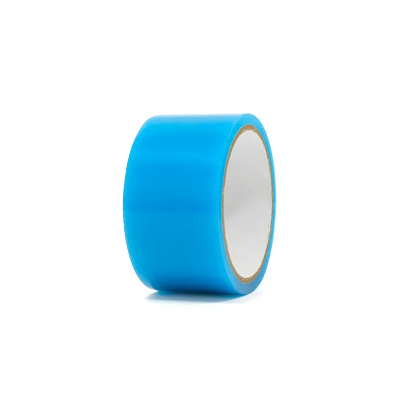 Blue self-adhesive repair tape roll with exposed inner core
