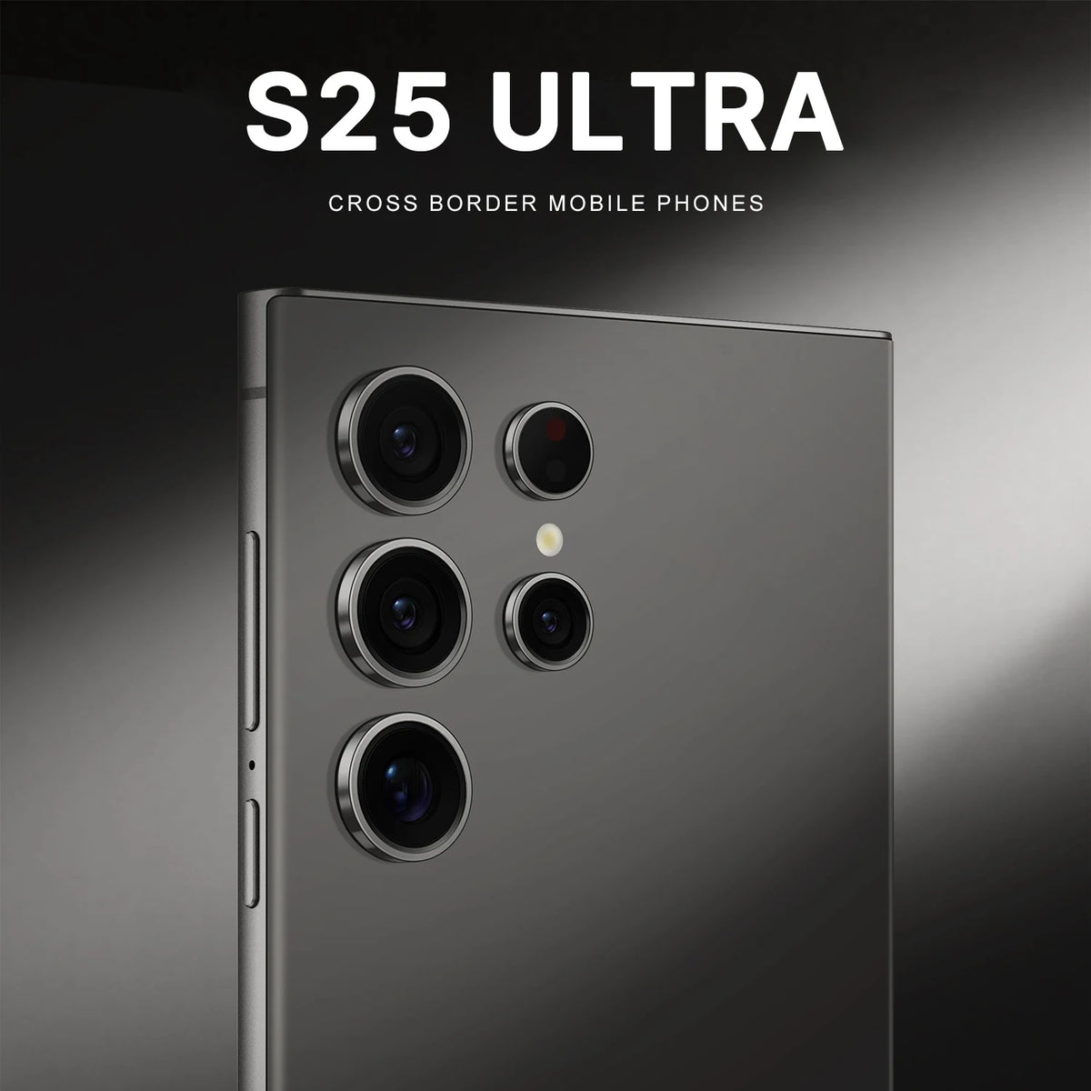 S25 Ultra 5G smartphone back in dark gray with four camera lenses and LED flash.