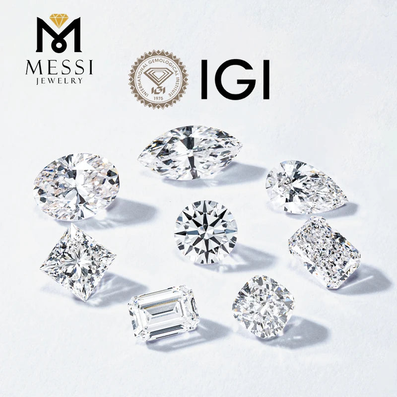 Messi in Stock IGI Certificate 0.3ct 0.5ct 1ct 1.5ct 2ct 3ct 4ct 5ct 6ct Wholesale Lab Created HPHT CVD Lab Grown Diamond