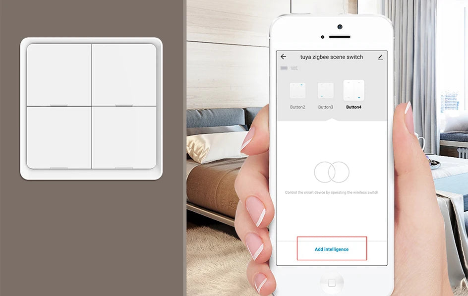ZigBee Wireless 4 Gang 12 Scene Tuya Switch Push Button Controller Battery Powered Automation Scenario Work Alexa Google Home