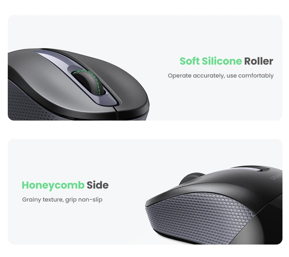 UGREEN Mouse Wireless Ergonomic Shape Silent Click 2400 DPI For MacBook Tablet Computer Laptop PC Mice Quiet 2.4G Wireless Mouse