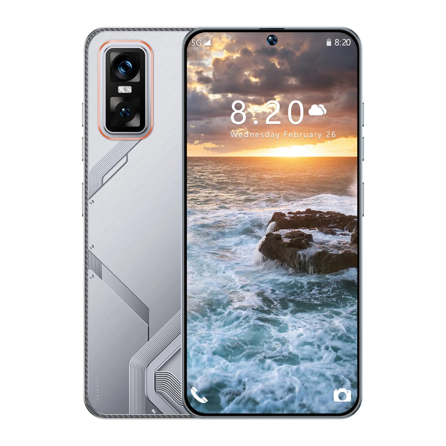 Android 14 5G Smartphone 7.3-inch 16GB RAM 1TB Storage Unlocked Mobile Gray 16g 1TB Tidesmit