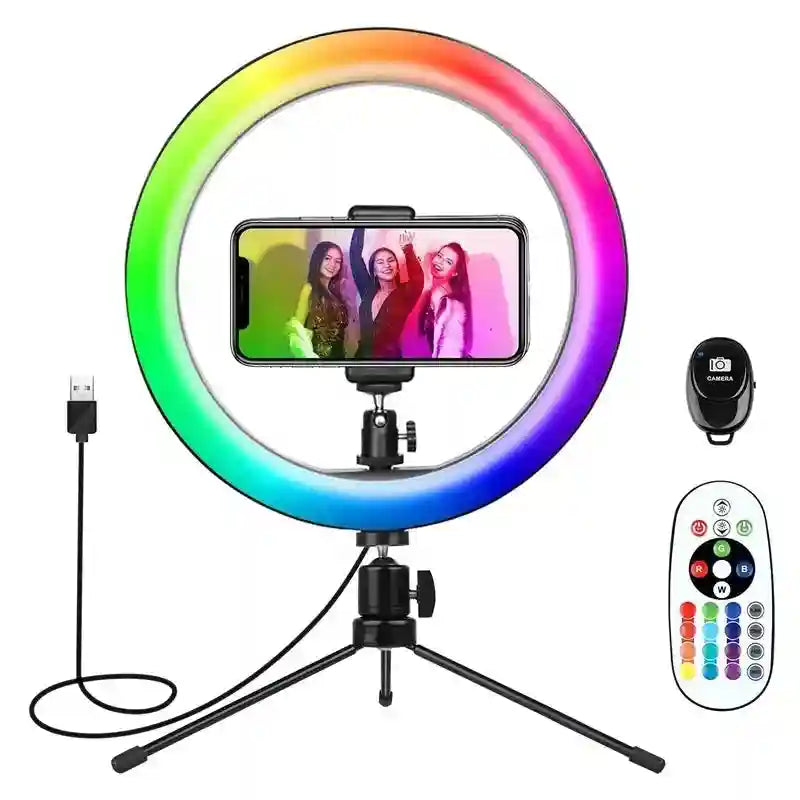 10 Inch RGB Ring Light With Tripod Stand - Model BR-10CRGB Black 10 inch BR-10CRGB Tidesmit