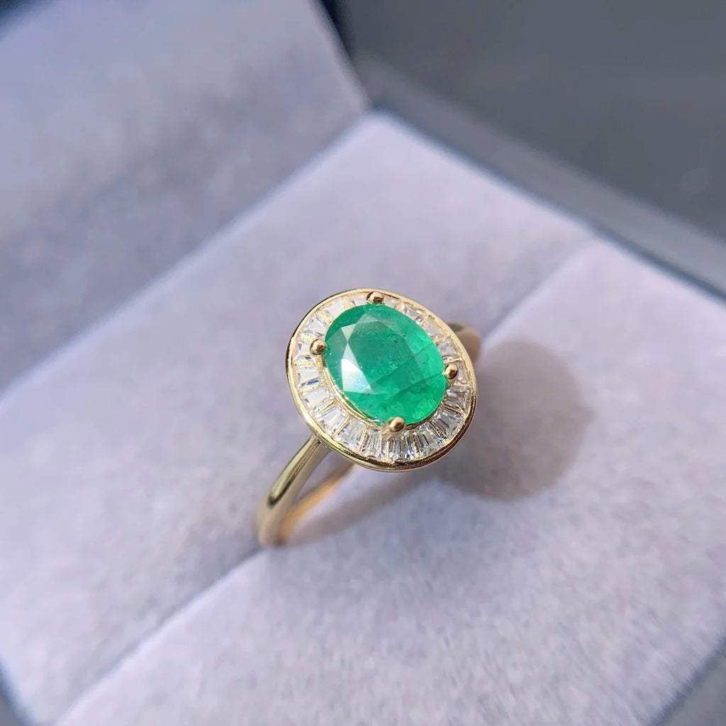 Good Price 925 Sterling Silver Natural Emerald Women's Wedding Ring Engagement Anniversary