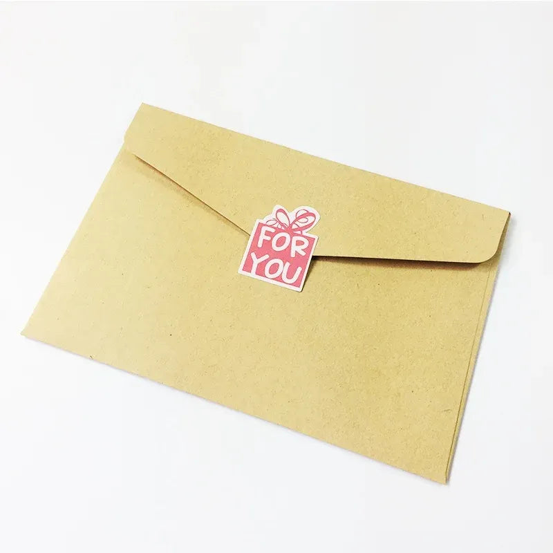 Envelope flap with pink 'For You' sealing sticker, gift-box bow icon