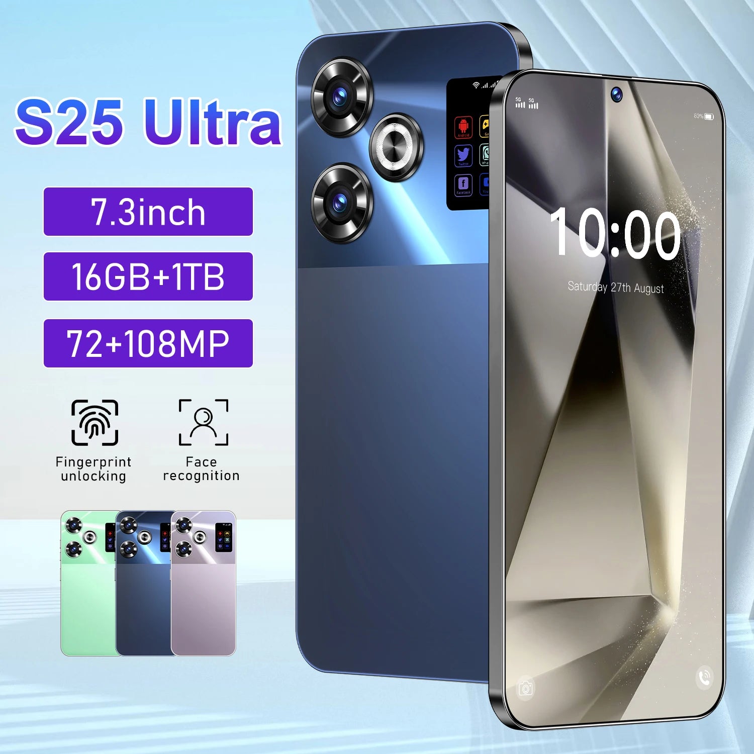 S25 Ultra 5G Smartphone, 16GB RAM, 1TB Storage - High Performance Phone Blue 16g 1TB Tidesmit