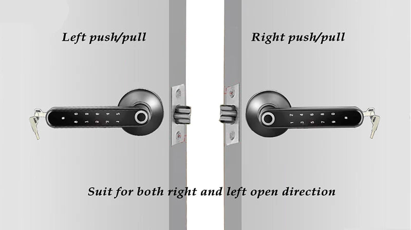 Bluetooth Tuya Smart Fingerprint Lock Lithium Battery Electronic Handle Lock Key For Wooden door
