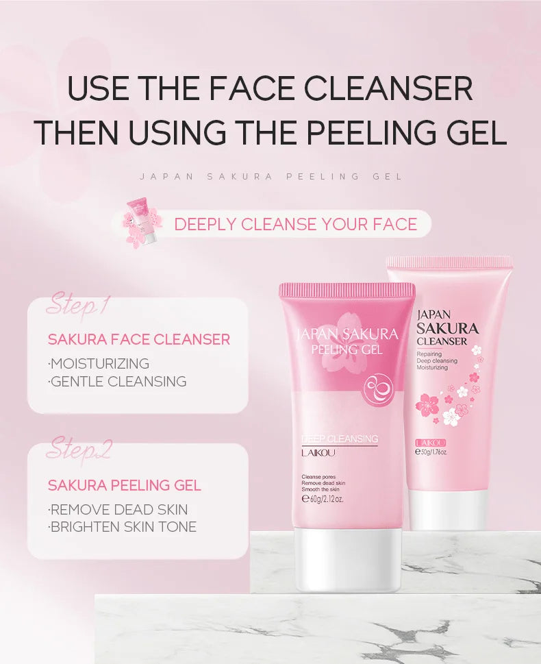 Sakura Exfoliating Face Scrub Gel - Deep Pore Cleanser for Smooth Skin Scrubs Treatments Tidesmit