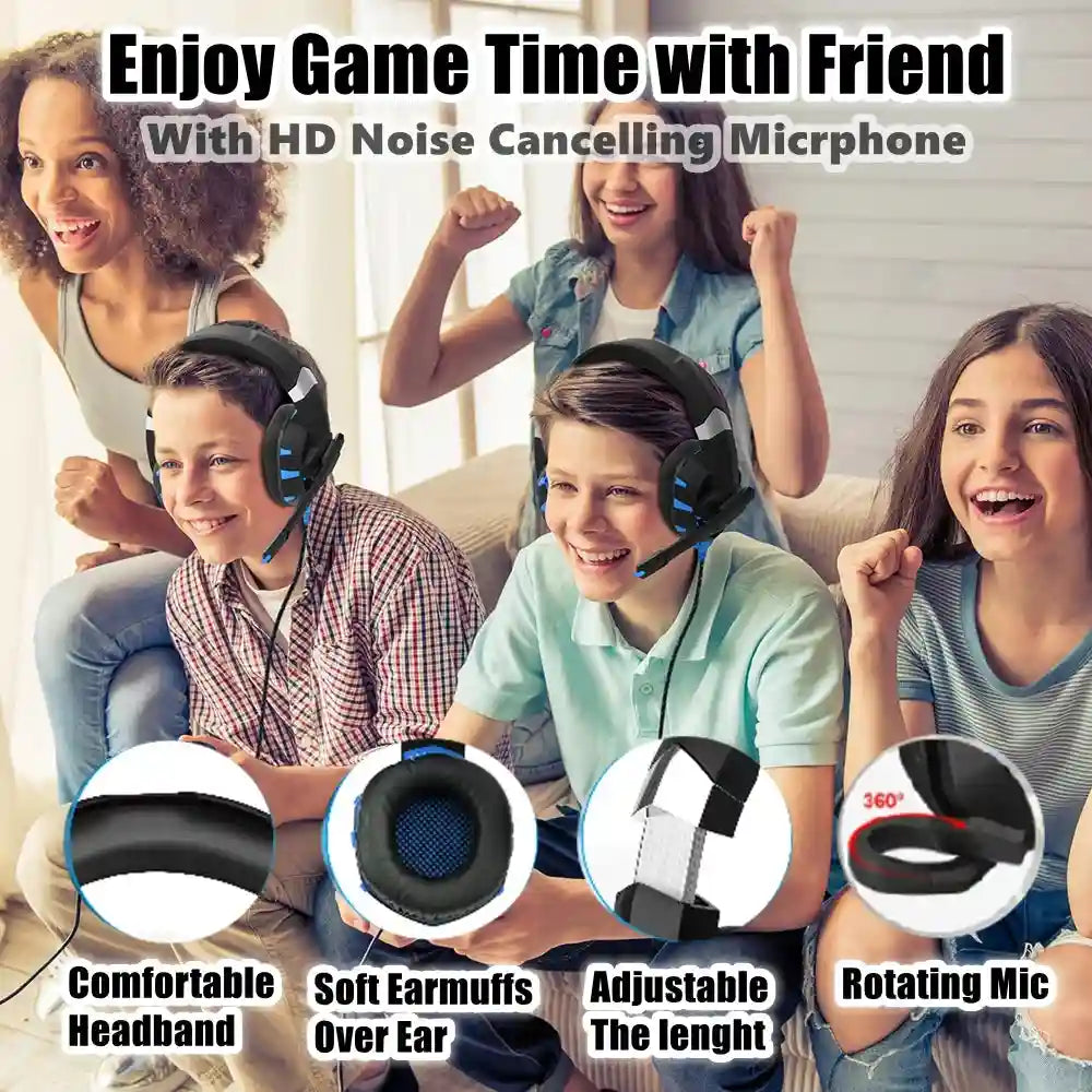 Wired Gaming Headphones with Mic - Over-Ear Noise-Cancelling Headset Tidesmit