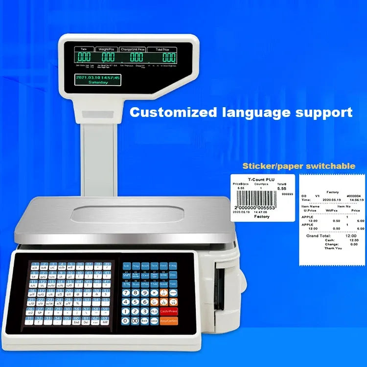 Supermarket Printing Electronic Scale Price Barcode Scale Weighing Machine