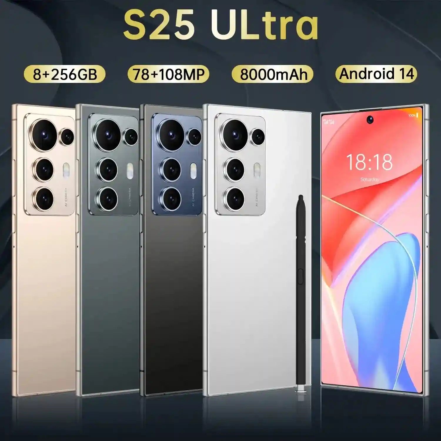 Tidesmit 7.3 Inch 5G Smartphone, 8GB RAM, 256GB Storage - Gray Tidesmit