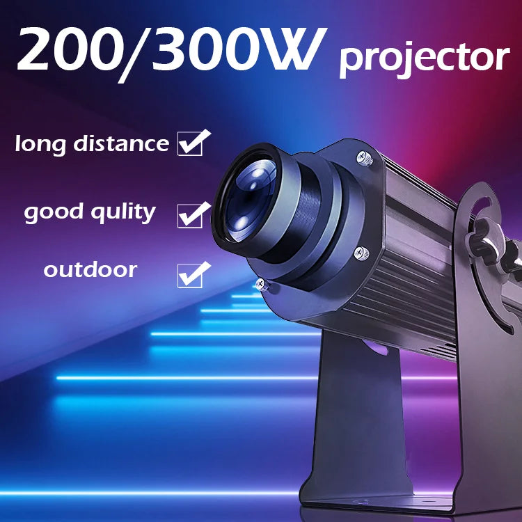 High Power 200W 300W Laser Light Projector ADS Logo Advertising Laser Show Text Customized Gobo Projection for Events
