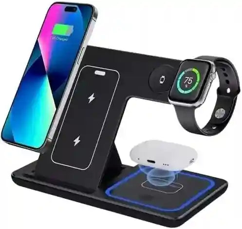 3-in-1 Foldable Wireless Charging Stand 15W Qi Certified Fast Charger Tidesmit