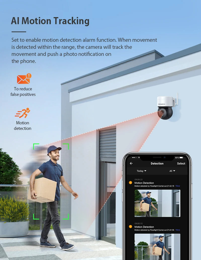 INQMEGA 5MP Tuya Outdoor PTZ Camera Ai Human Detect 1080P Security CCTV Camera Add Google home And Alexa Wifi IP Camera for Yard