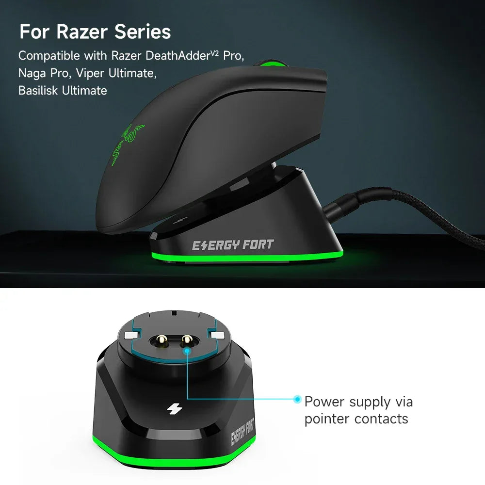 Logitech G Pro Mouse Charging Dock - Wireless USB Hub (Black/White) Tidesmit