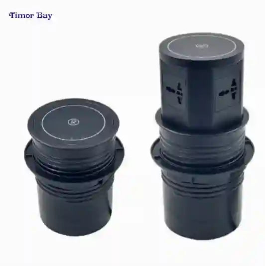 Pop Up Desktop Socket with Wireless Charging & USB Ports - Black Tidesmit