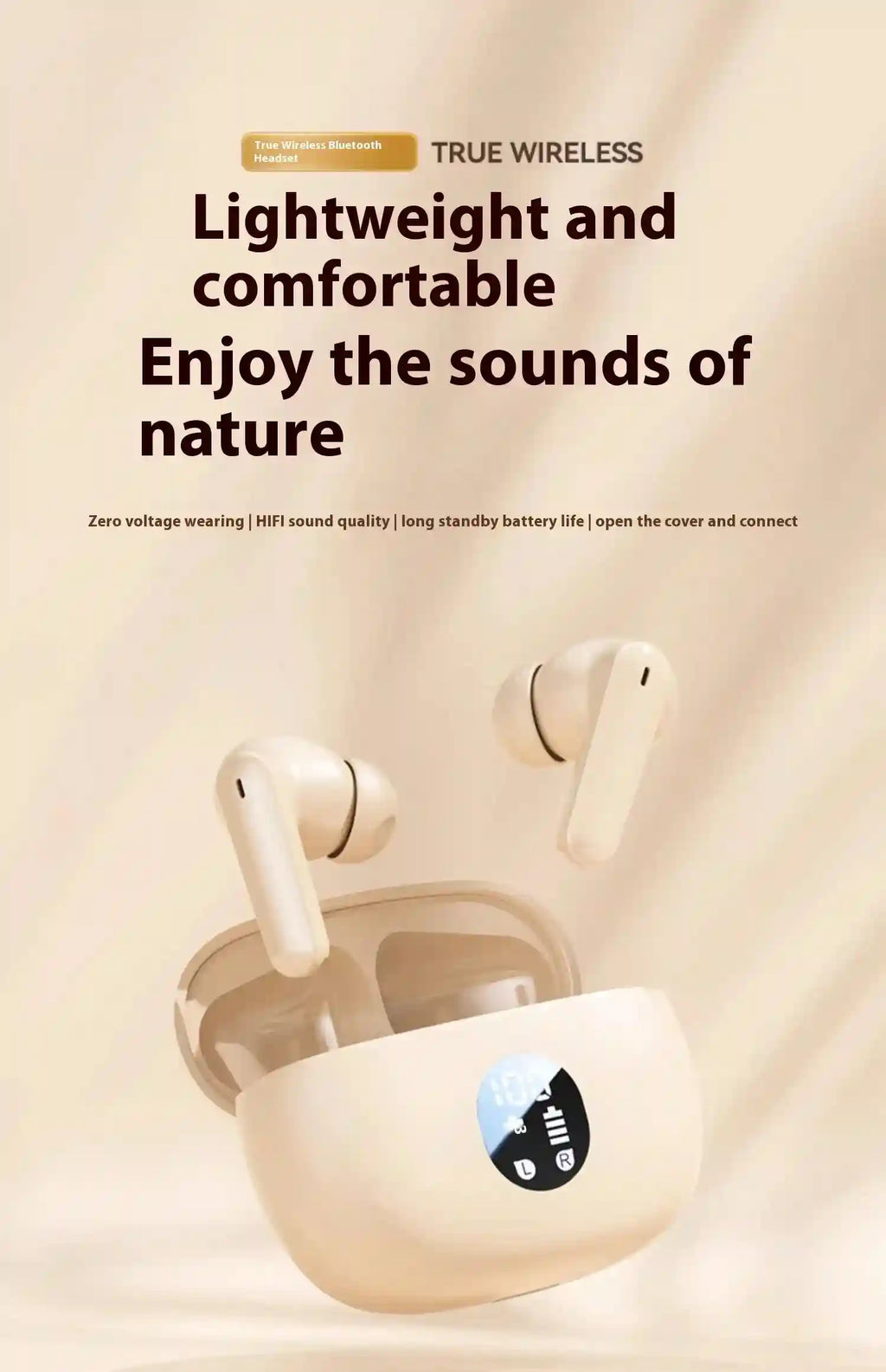 Tidesmit Wireless Bluetooth Earbuds with LED Power Display Tidesmit