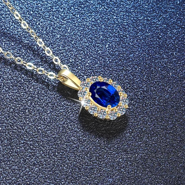 Platinum PT950 18K Gold Moissanite Cultivated Emerald Necklace Ruby Sapphire Light Luxury Classic Collarbone GRS Certified Women
