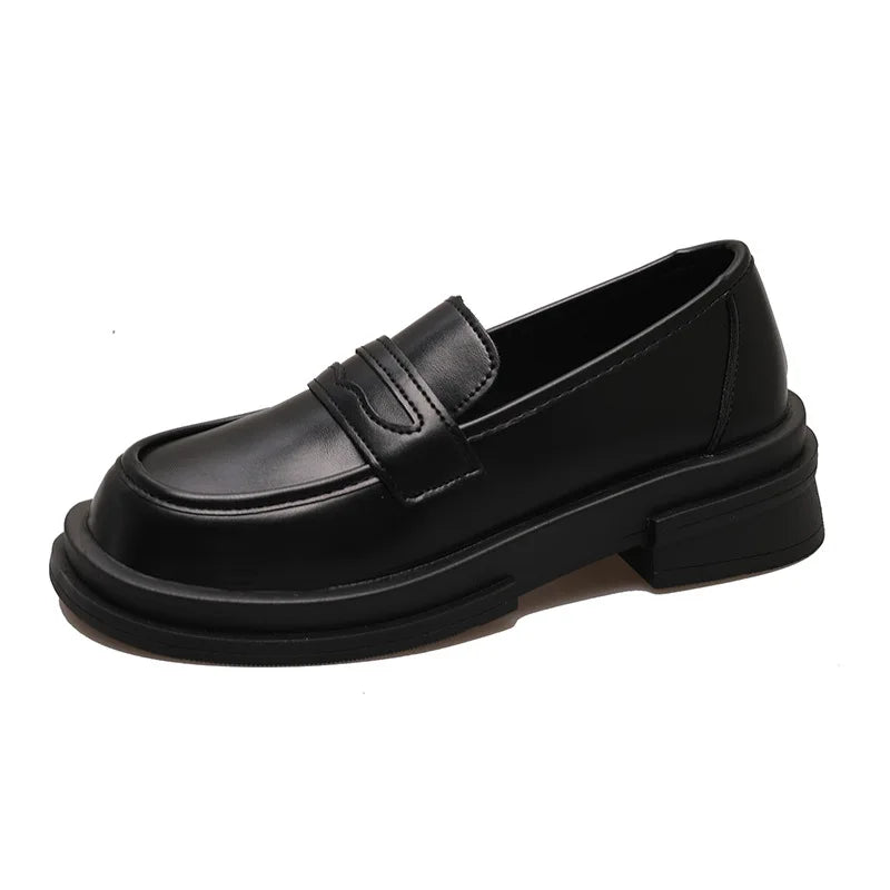 Professional Women's Loafers New British Style Elegant Ballet-Style Flat Small Leather Shoes Soft Peas Light Patent Summer