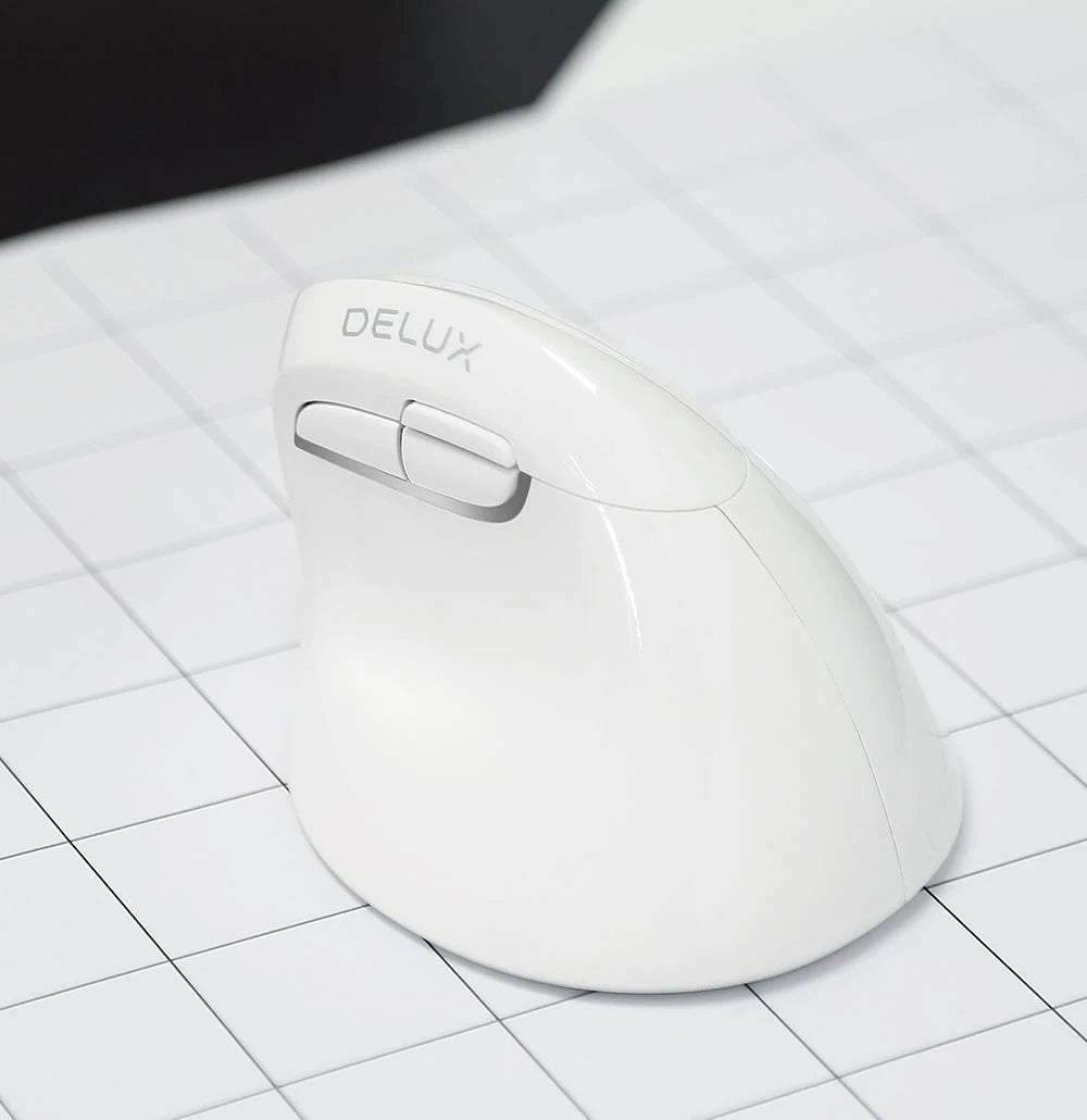 Delux M618Mini DB  Ergonomic Wireless 2.4GHz + Bluetooth Mouse  4000 DPI Vertical Mice 6 Buttons For Computer and Laptop