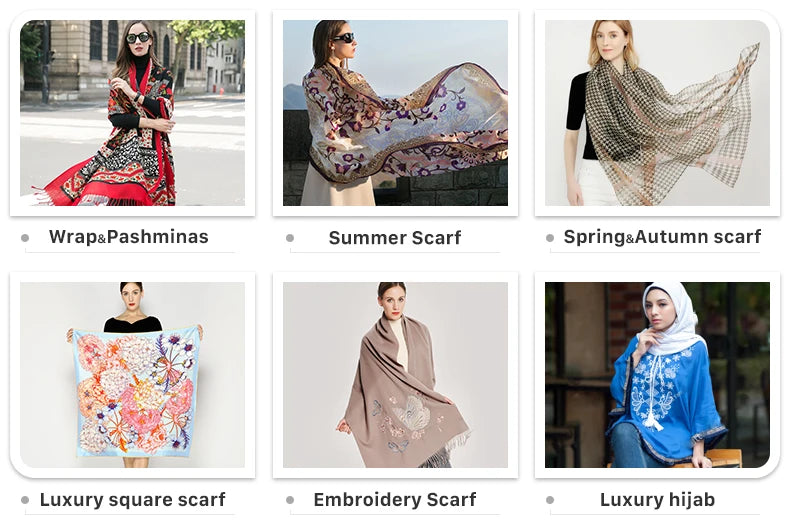 China Luxury Fashion Spring 100% Pure Silk Scarves Lady Multi Color Long Shawl