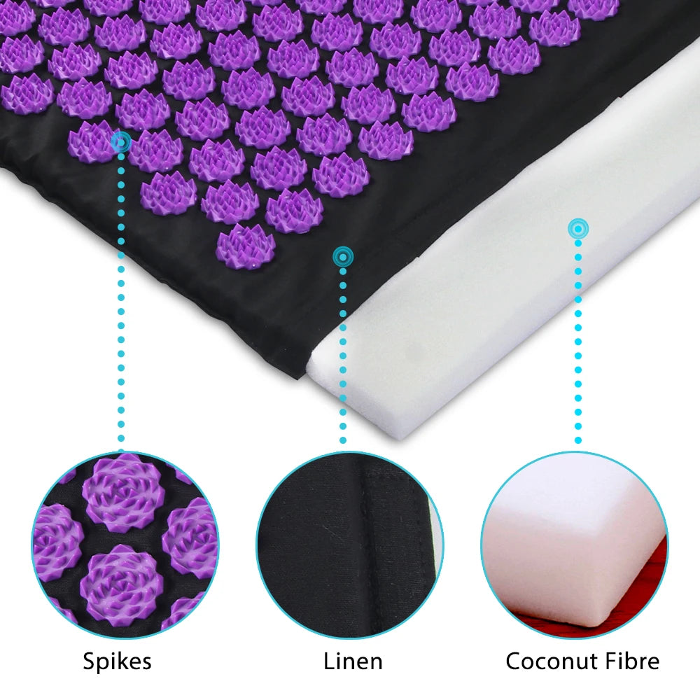 Acupressure Mat Set with Pillow - 3PCS Portable Muscle Relief System Body Shaping Massage Equipment Tidesmit