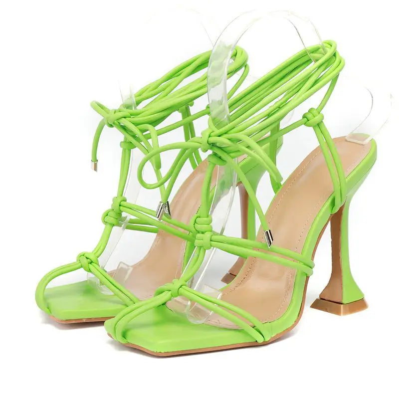Wholesale Dropshipping Forest Green Lace up Trendy Custom logo Luxury Designer Shoes Woman Women 2022 High Heels