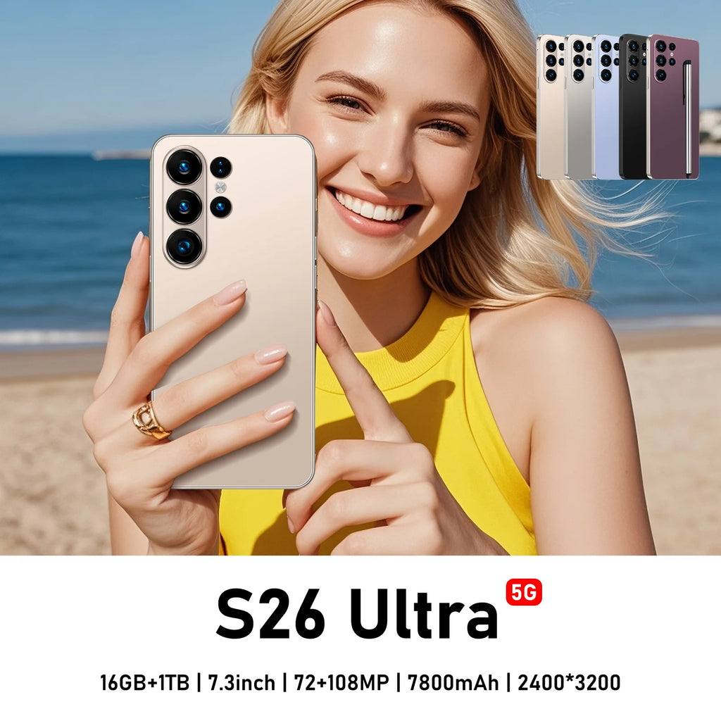 S26 Ultra 5G Smartphone 1TB 16GB RAM 7.3 Inch Display Tidesmit