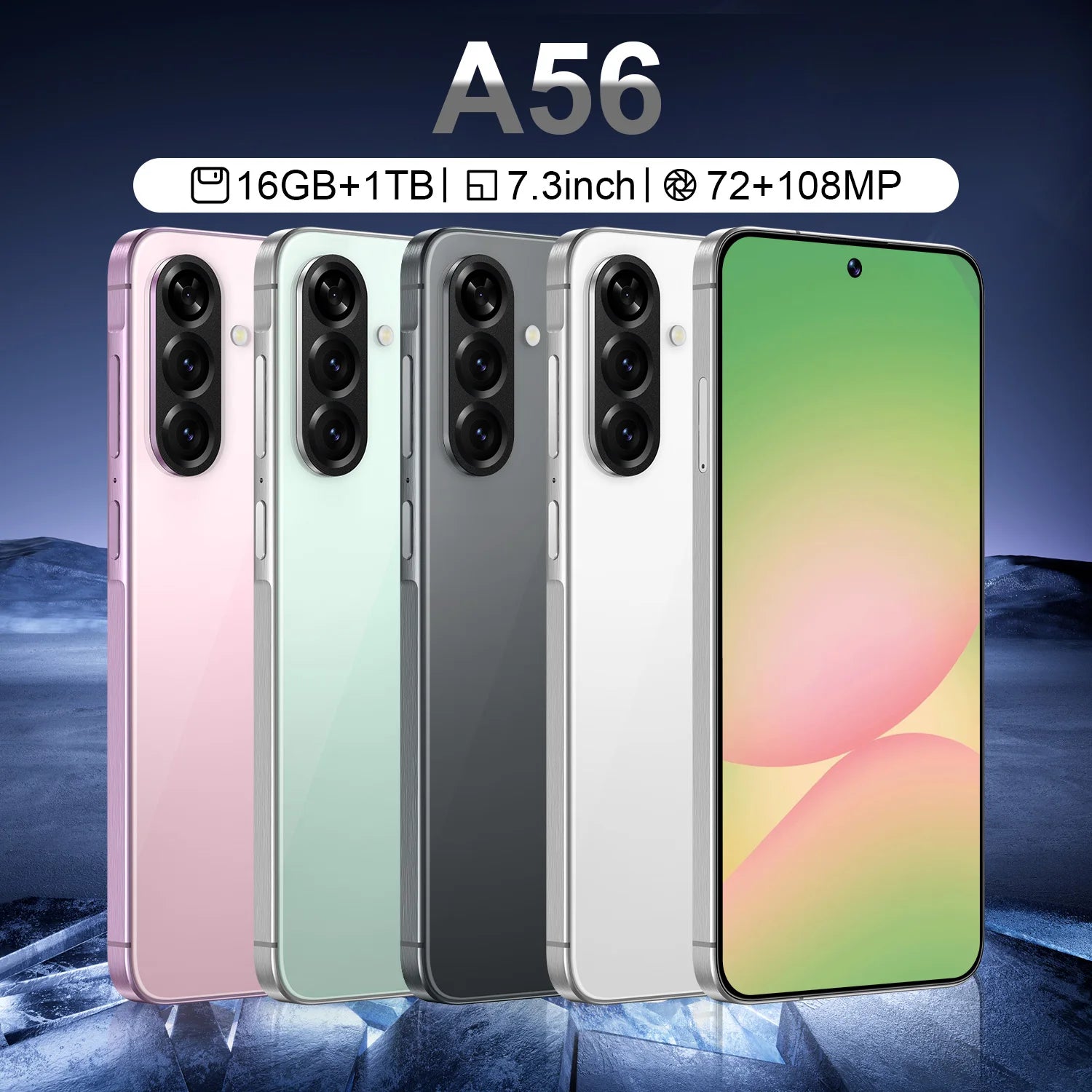 Tidesmit 5G Smartphone, 7.3 Inch OLED, 16GB RAM, 1TB Unlocked Tidesmit