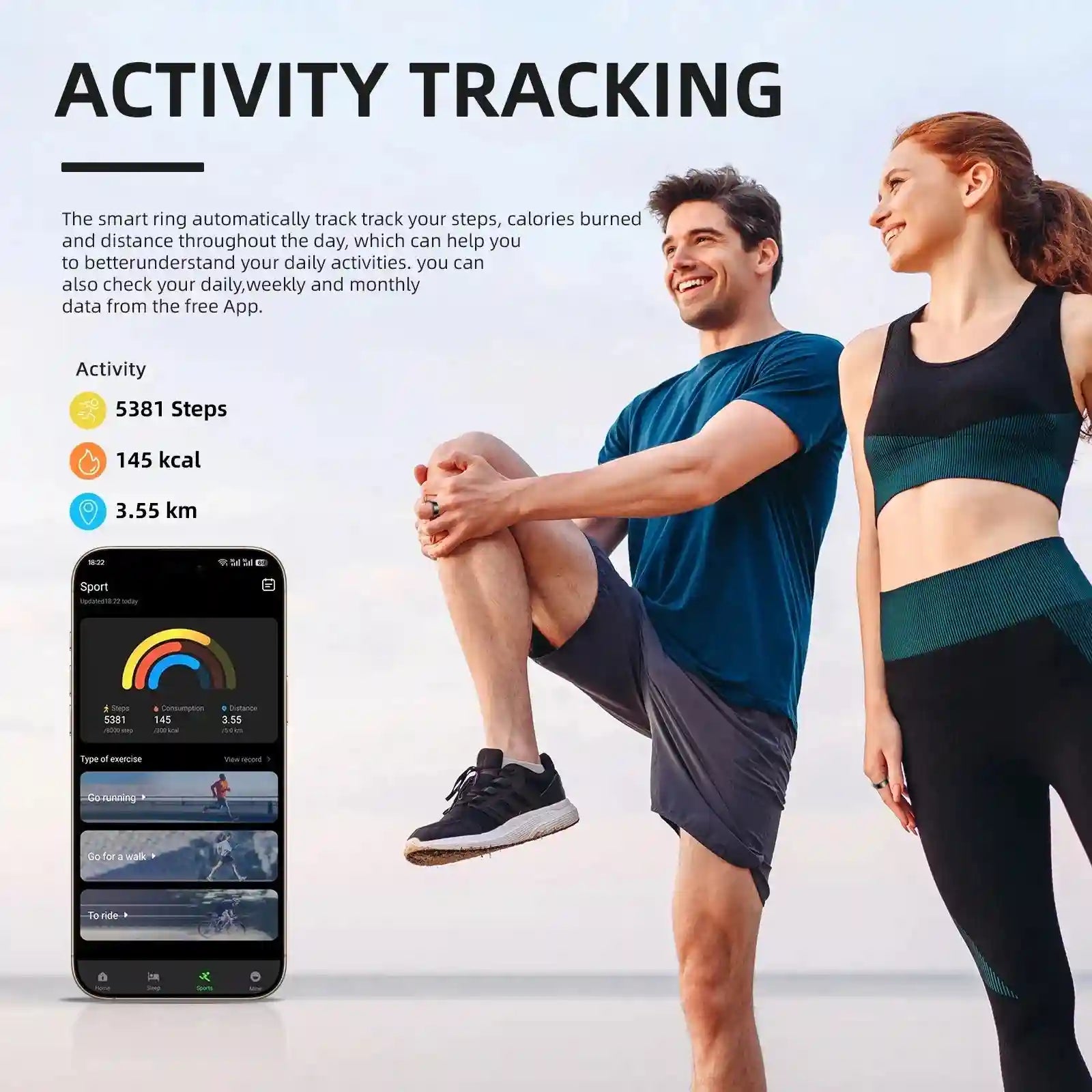 Tidesmit Smart Health Ring - BJ02 Stainless Steel Fitness Tracker Tidesmit