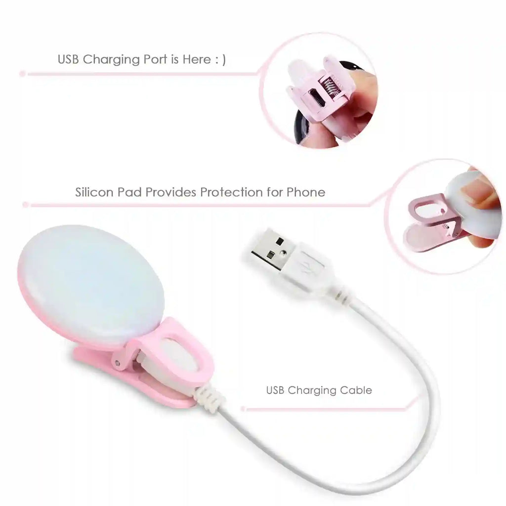 Portable Phone Selfie Ring Light - 3 Light Modes, USB Rechargeable Tidesmit