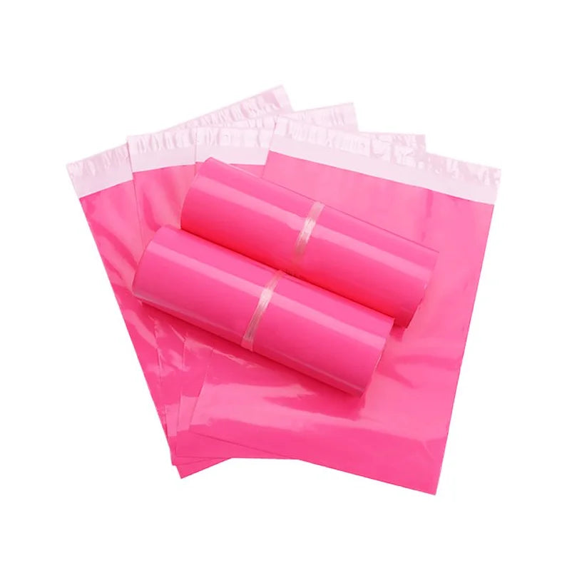 Pink waterproof poly mailer bags with self-sealing adhesive strip