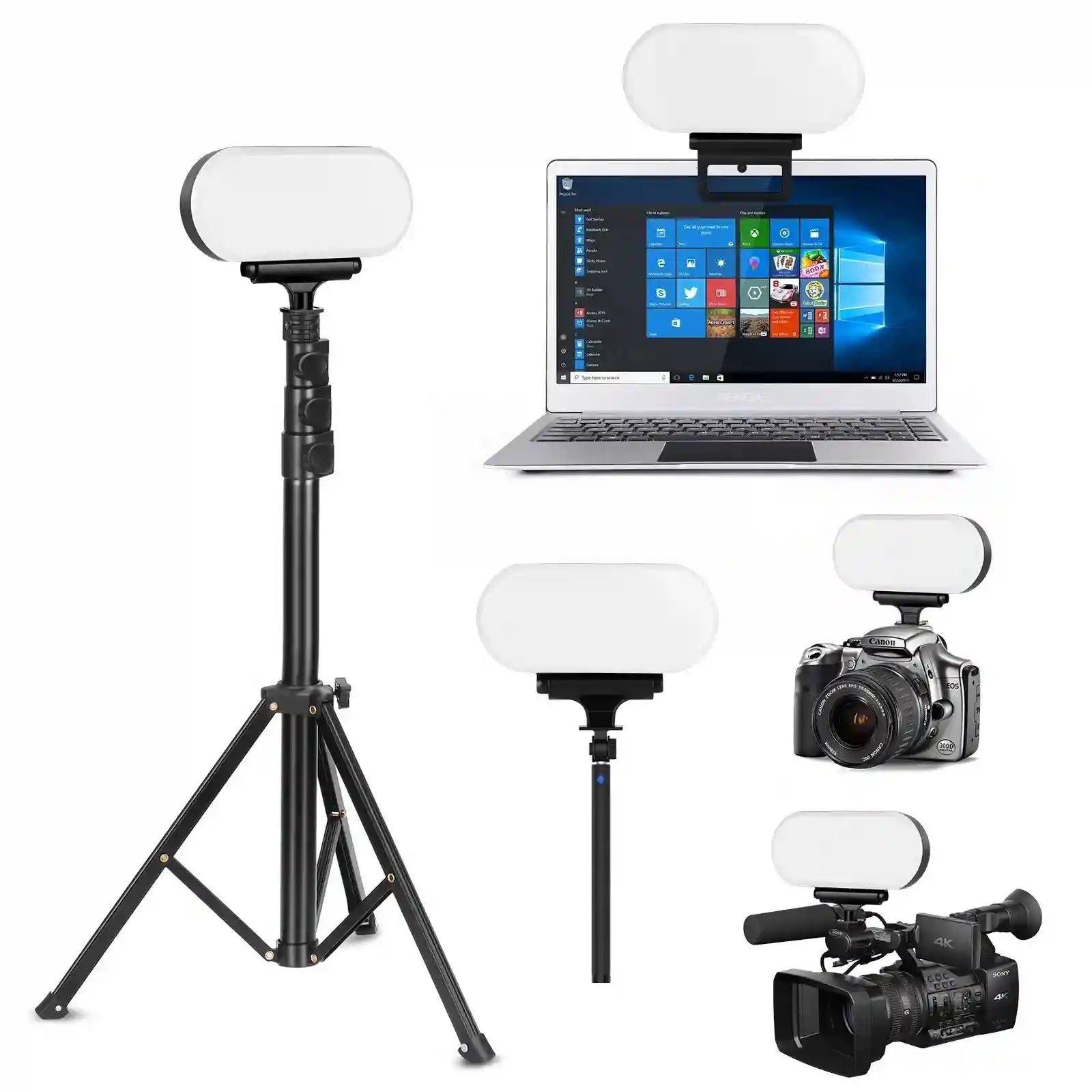 Portable LED Ring Light 18cm with 160cm Tripod Stand - Black Black 18cm 90-160 cm Tidesmit