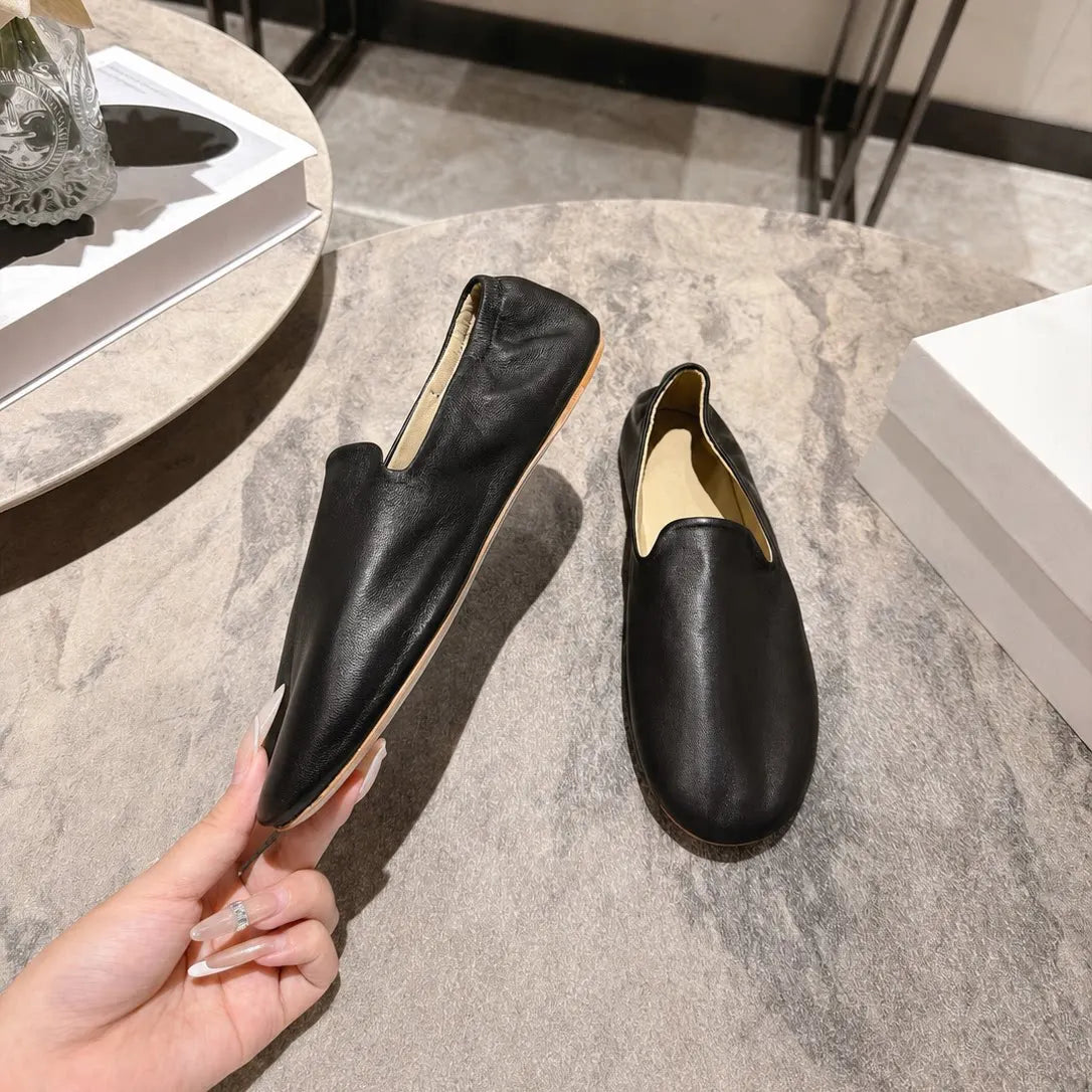 TOMONYE TY-L26 Minimalist Soft Leather Loafers, Comfortable Unstructured Flats for Women, Sexy Round Toe Glove Shoes