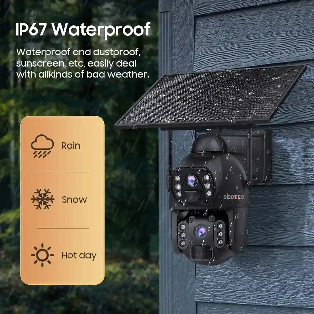 4G Solar Security Camera 6MP Wireless PTZ Outdoor Smart Security Tidesmit