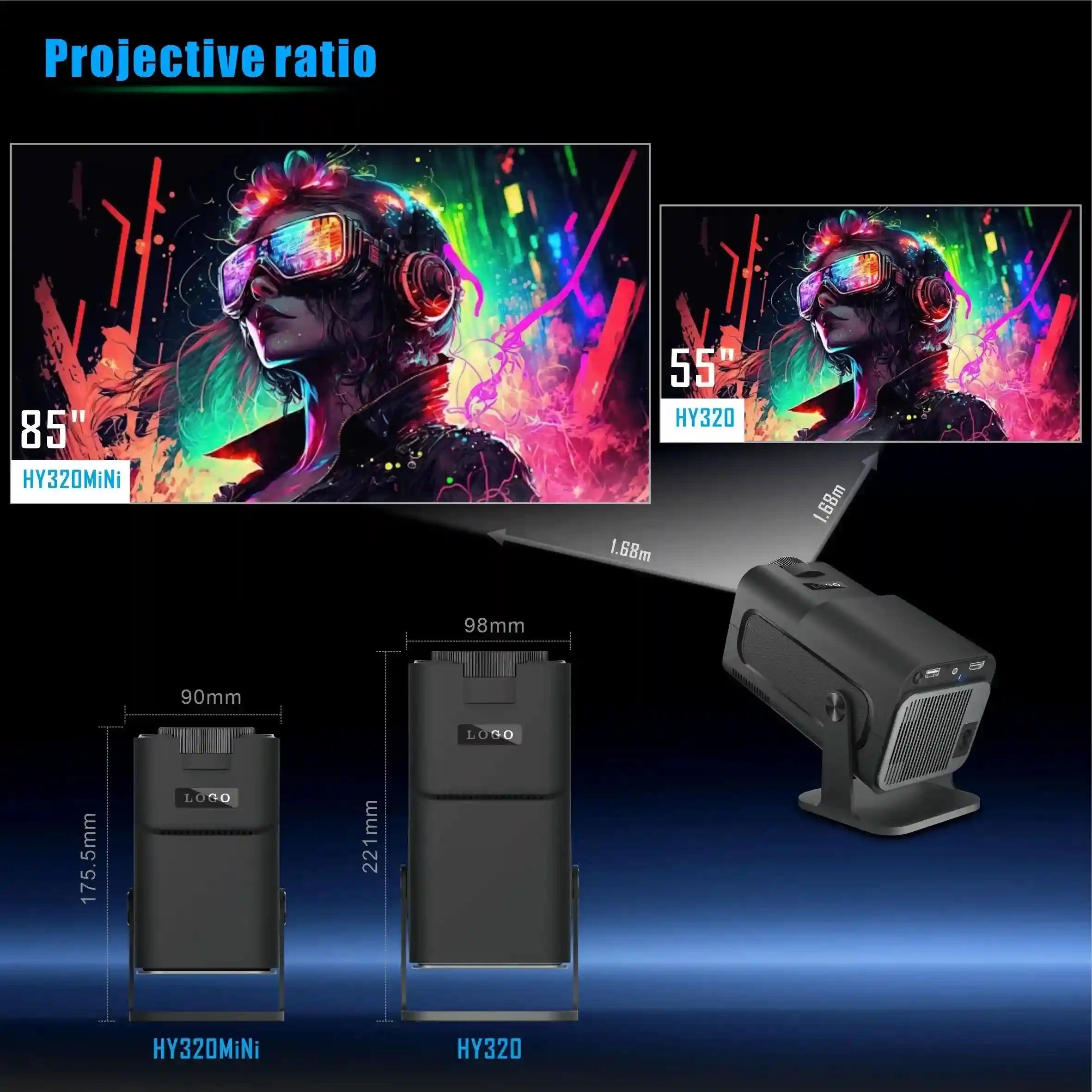 Portable 4K Mini Projector | 720P WiFi Smart Home Theater - Tidesmit Tidesmit