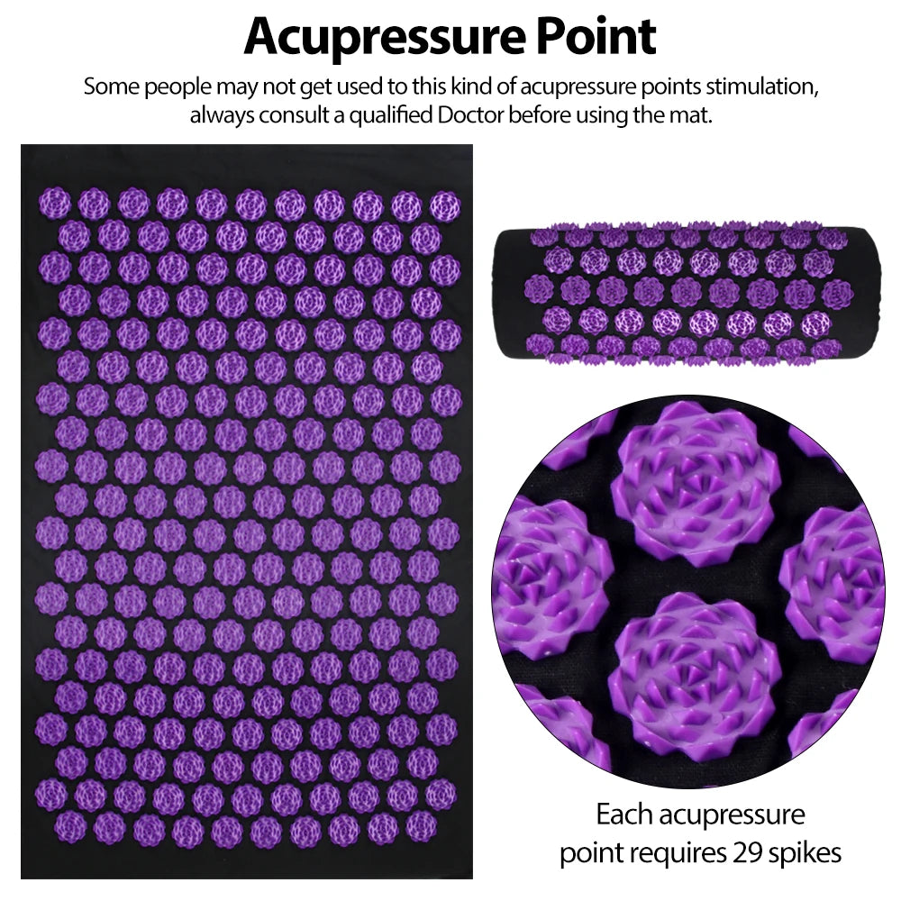 Acupressure Massage Mat for Back and Neck Pain Relief - Tidesmit Back Massage Instrument Tidesmit