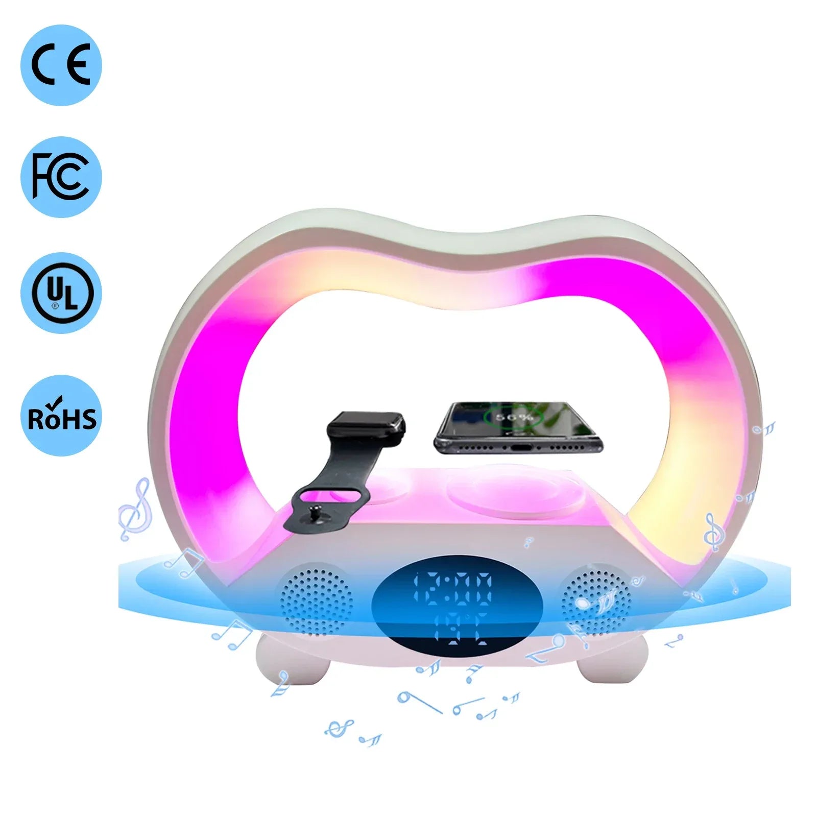 RGB Wireless Charger Lamp with USB-C Fast Charging Tidesmit