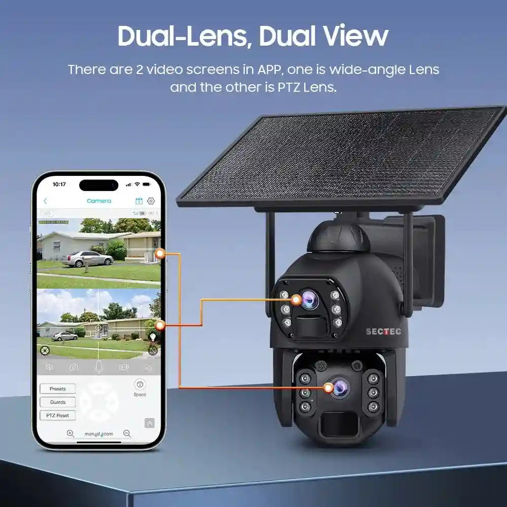 4G Solar Security Camera 6MP Wireless PTZ Outdoor Smart Security Tidesmit