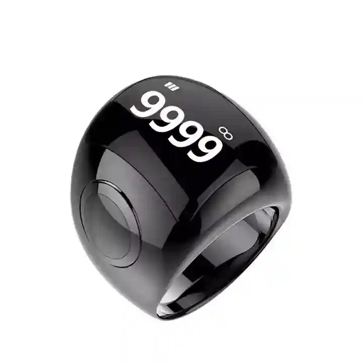 Smart Zikr Ring: Digital Prayer Counter & Health Monitor - Black Tidesmit