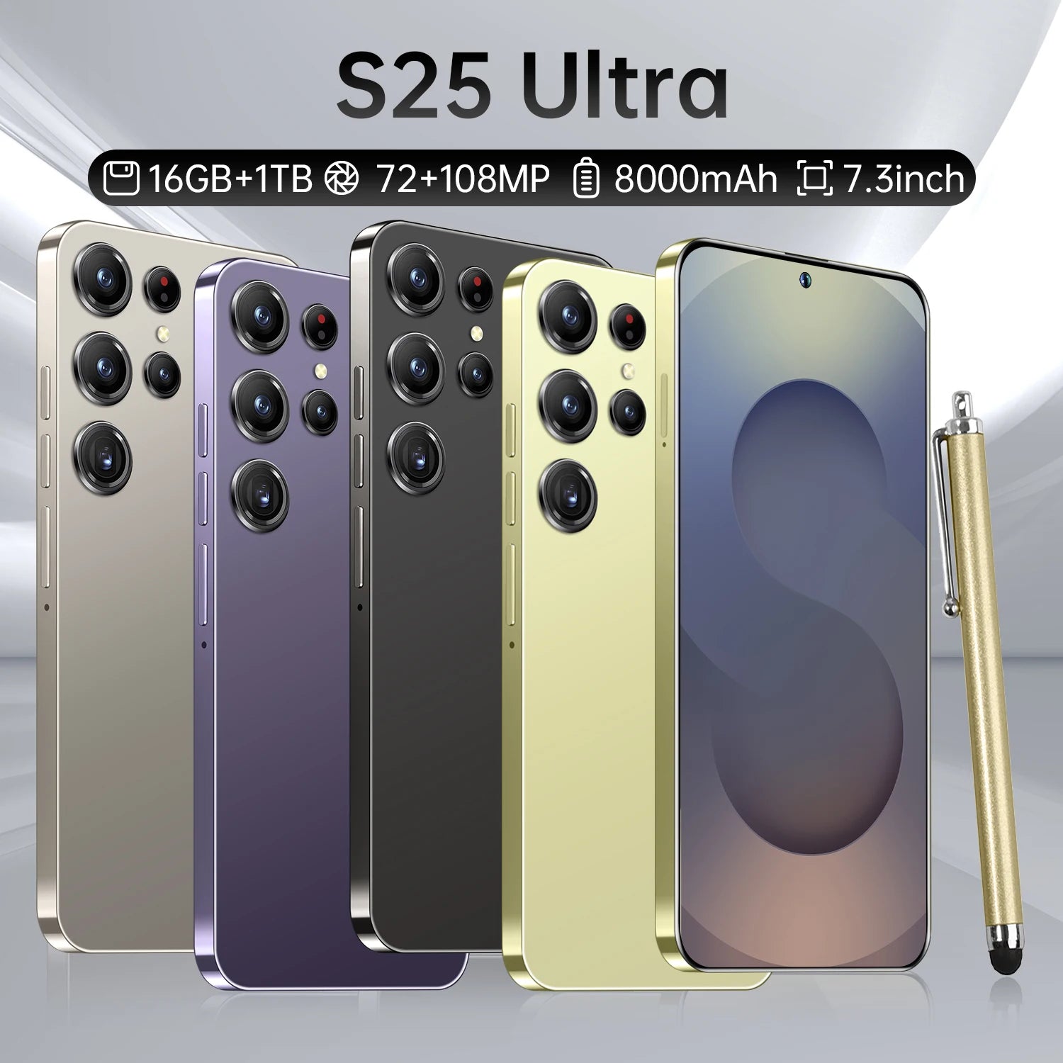 5G Smartphone 7.3 Inch 1TB Storage 16GB RAM Dual SIM Gray Tidesmit