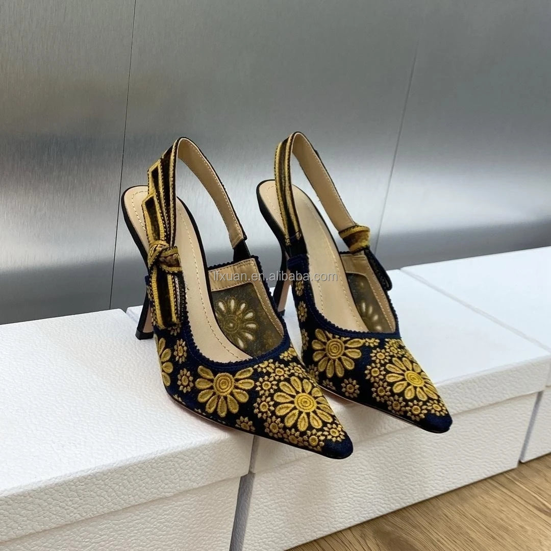 2025 New Design Luxury Branded Arrive Top Quality Famous Brand Factory Wholesale Big Size  High Heels Sandals for Women