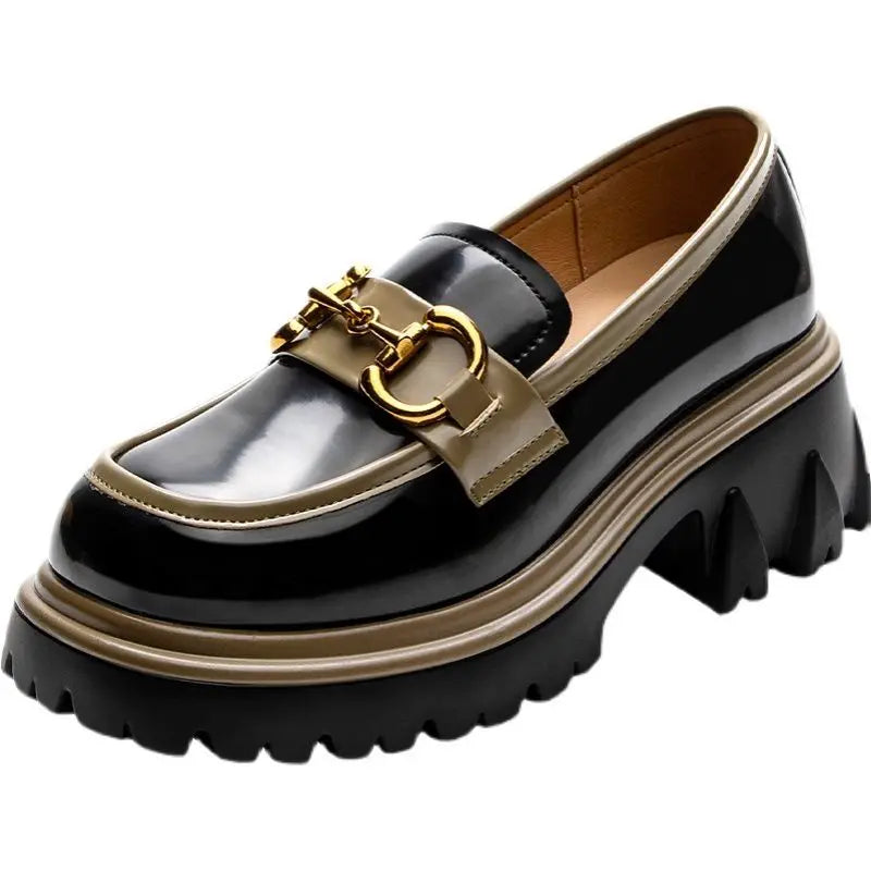 YiXin Womens Loafers 2025 New Fashion PU Leather High Pumps Women Shoes Casual High Quality Ladies Loafers