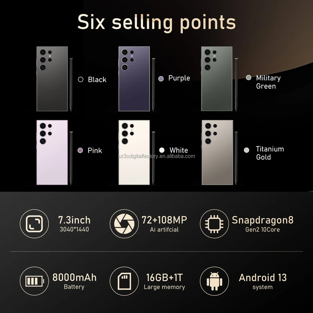S25 Ultra 5G Smartphone 48+108MP Dual Sim Phone 16GB+1TB Deca Core CPU Smart Gaming Cellphone Global Version Mobile Phones