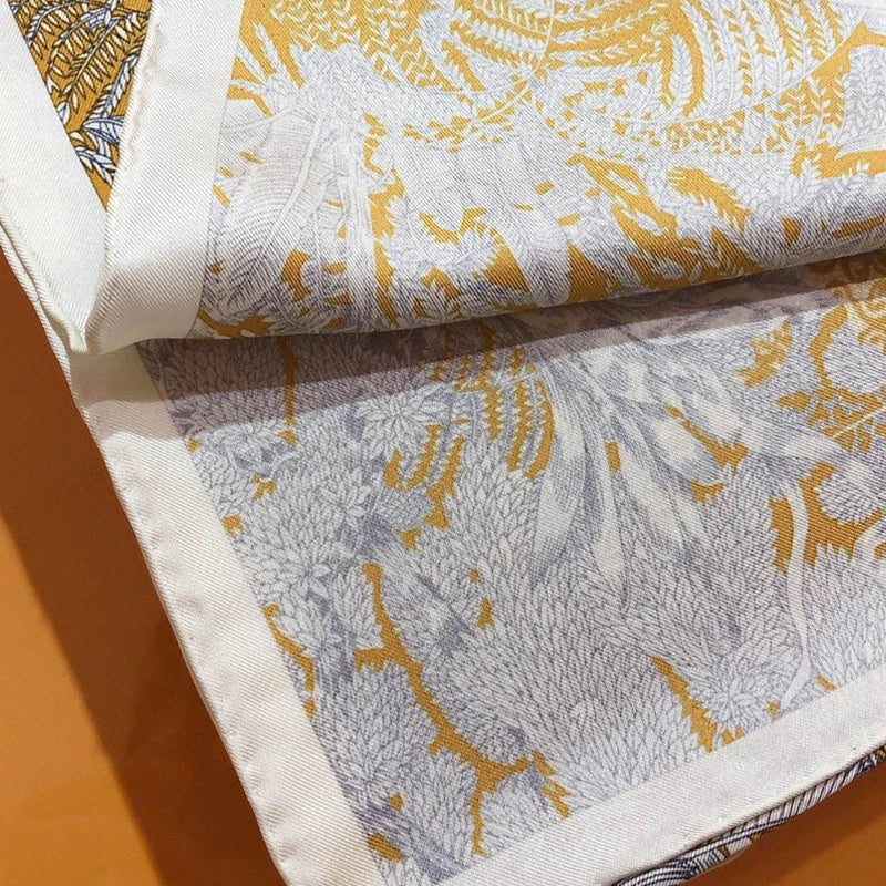 Luxurious 90*90cm Square Jungle blessing Silk Scarf Gift Designer Brand Specially Designed Hand rolled for Elegant Individuals