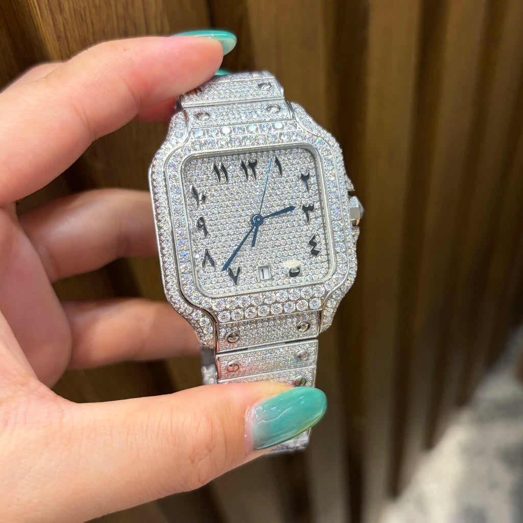 Custom-Made Stainless Steel Out Hip-Hop D Color Movement Automatic Mechanical Watch VVS Moissanite Watch for Men